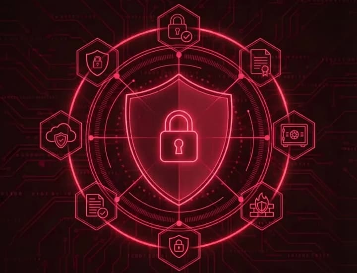 Illustration of a screen showing encrypted symbols